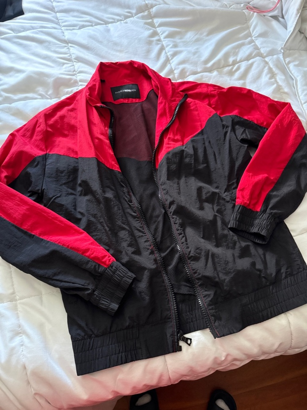Vintage Black & Red Windbreaker Jacket